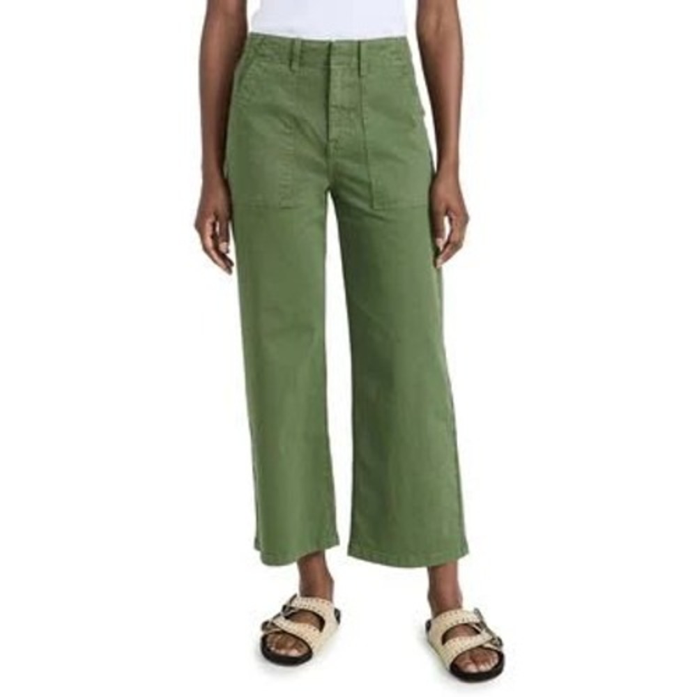 Pistola Sophia Basil High Rise Wide Leg Cropped Utility Pants Green Size 25